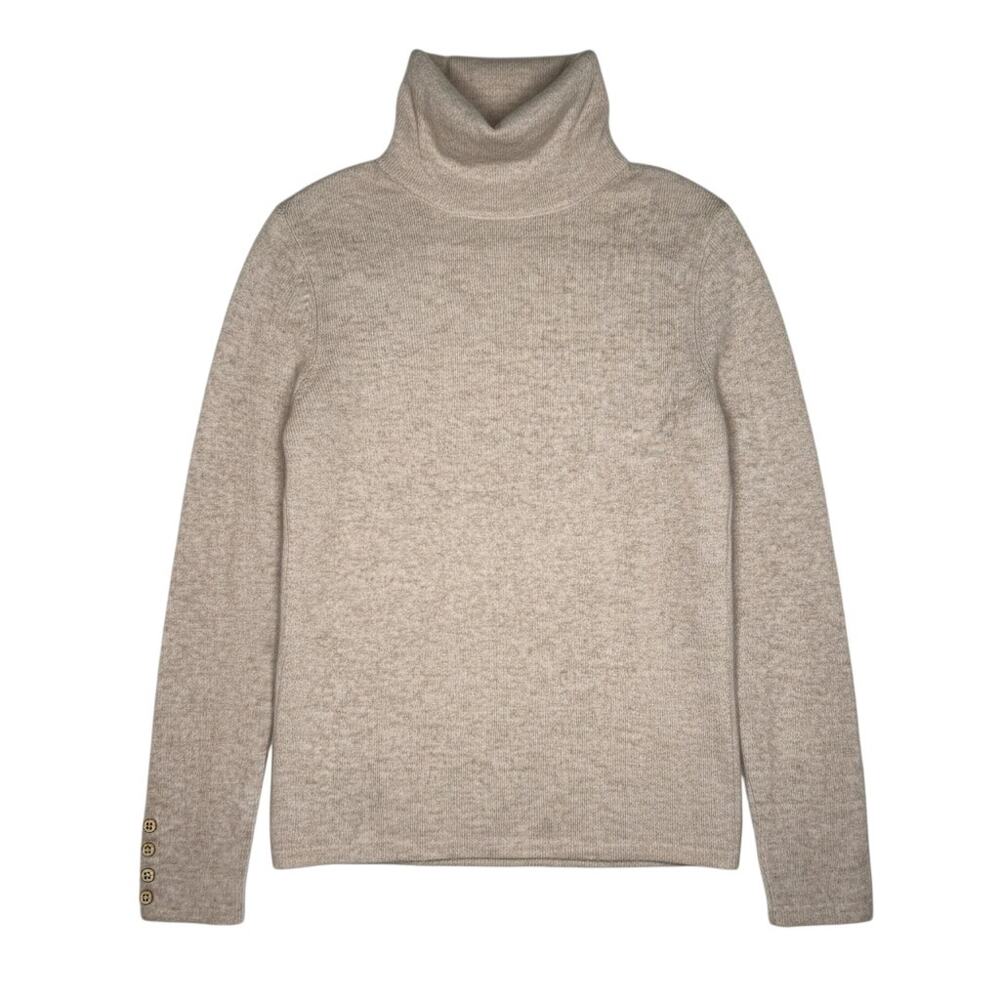 J. McLaughlin Beige Cashmere Turtleneck Sweater Size Small